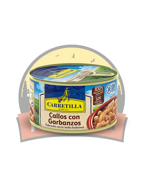 Carretilla Callos con Garbanzos Lata 12 UDS de 380 GR (Platos Listos Para consumir,Ingredientes Naturales. Sin Gluten)