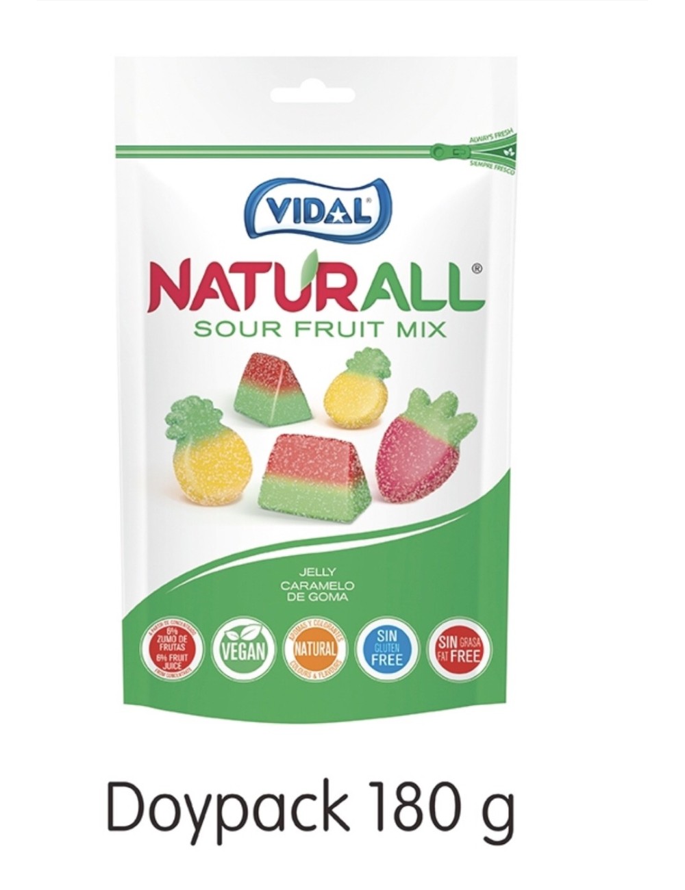 Doypack Naturall Sour Fruit Mix 10UDS de 180GR
