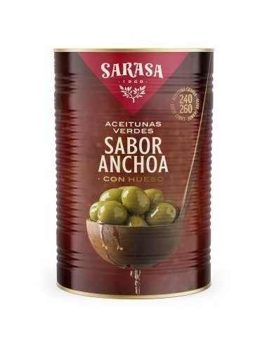 Aceituna Verde Sabor Anchoa con Hueso 3UDS de 4200GR   240/260  (Etiquetado Multi Lenguaje)