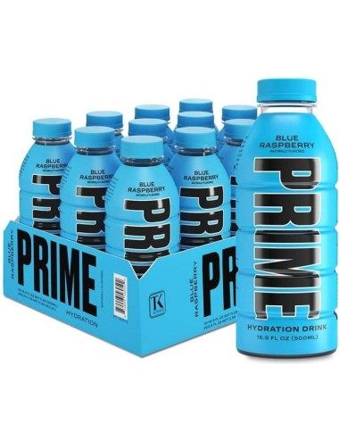 Prime Hydration Drink Blue Raspberry Franbuesa 12 UDS de 500 ML (Sin Gluten y Sin Cafeina)