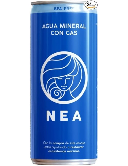 Nea Agua con Gas en Lata 24UDS de 33CL (Envasada en Aluminio 100% Reciclable y Libre de BPA)