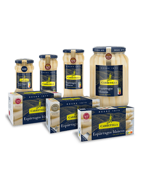 Carretilla Espárragos Blancos Enteros Extra 8/12 Frutos Lata,Caja 24 UDS (230 GR) Lata Abre-¡Ras!