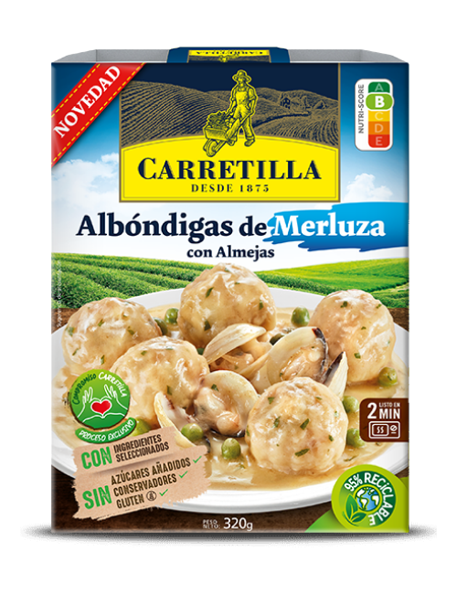 Carretilla Albóndigas de Merluza con Almejas 10 UDS de 320 GR (Sin Gluten,Sin Azúcares Añadidos y Sin Conservadores)