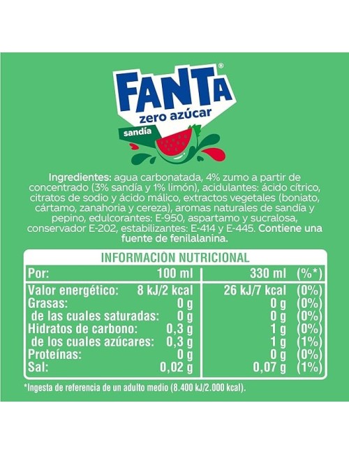 Fanta Sandia Zero 24 UDS de 330ML ( Novedad Edición Limitada No te Quedes Sin Probarla )