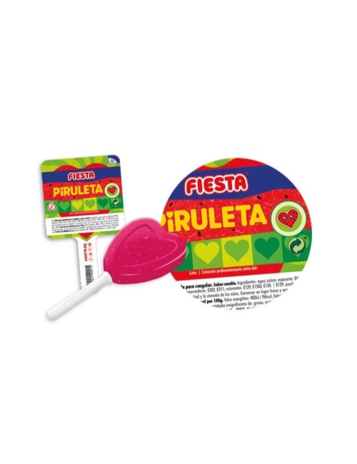 Fiesta Piruleta Congelable 30 UDS de 60 ML (Sabor Sandía) Golosina Líquida Para Congelar en Forma de Corazón