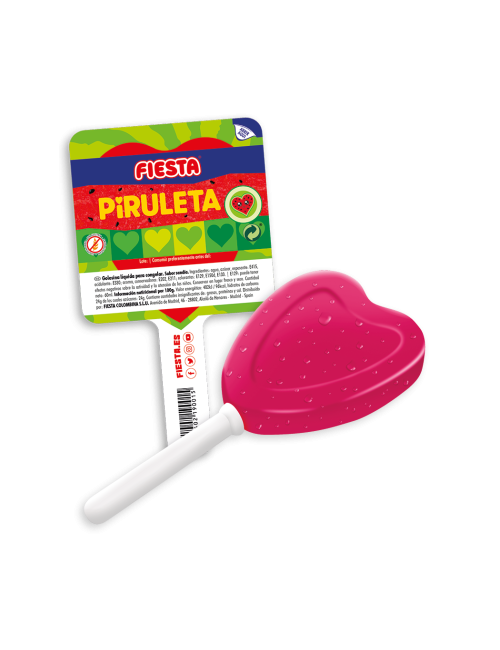 Fiesta Piruleta Congelable 30 UDS de 60 ML (Sabor Sandía) Golosina Líquida Para Congelar en Forma de Corazón