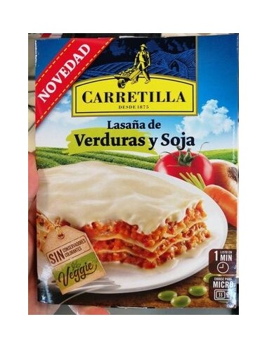 Carretilla Lasaña de Verduras y Soja 10 UDS de 375 GR (Lasaña Especial Vegetarianos)