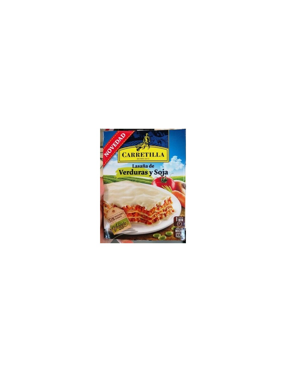 Carretilla Lasaña de Verduras y Soja 10 UDS de 375 GR (Lasaña Especial Vegetarianos)