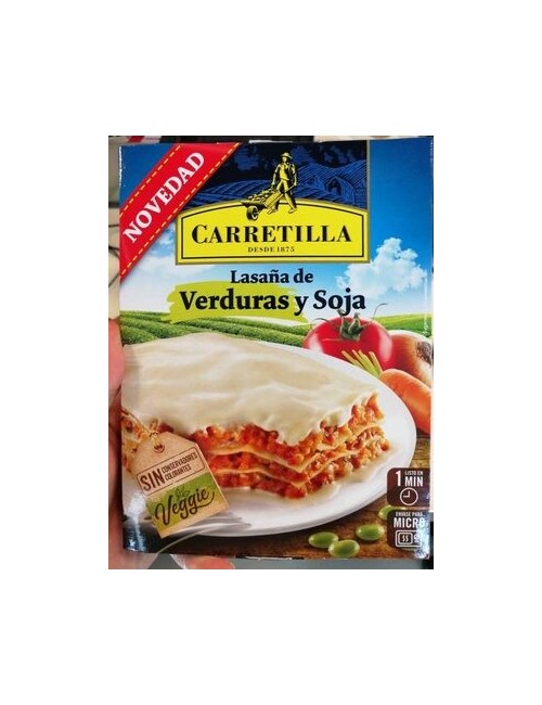 Carretilla Lasaña de Verduras y Soja 10 UDS de 375 GR (Lasaña Especial Vegetarianos)