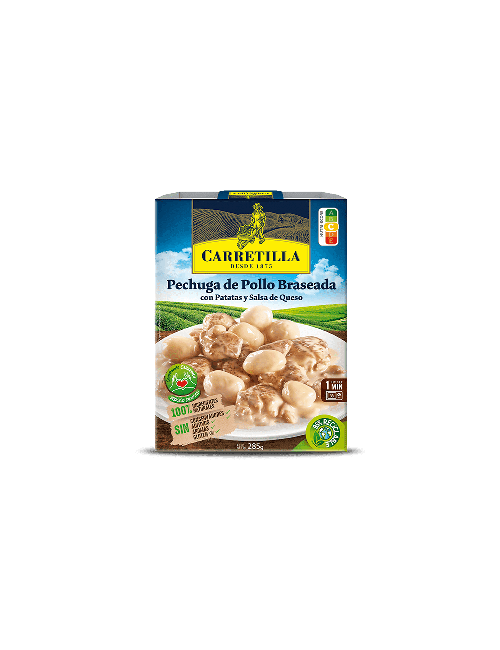 Carretilla Pechuga Pollo Braseada con Patata Parisina y Salsa Queso 10UDS de 285Gr