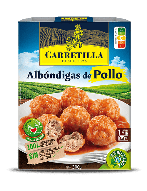 Carretilla Albóndigas de Pollo Carretilla 10UDS de 300GR (Ingredientes 100% Naturales,Sin Conservadores Colorantes ni Aditivos)