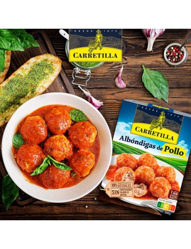 Carretilla Albóndigas de Pollo Carretilla 10UDS de 300GR (Ingredientes 100% Naturales,Sin Conservadores Colorantes ni Aditivos)