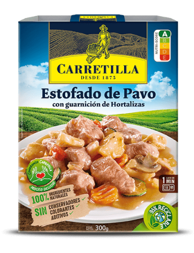 Carretilla Estofado de Pavo con guarnición de Hortalizas 10 UDS de 300 GR ( Sin Conservantes )