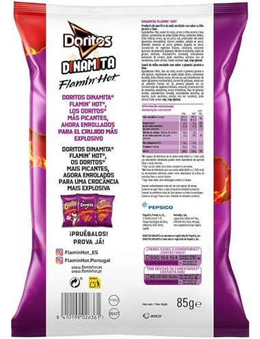 Doritos Dinamita Flamin Hot 20 UDS de 85 GR Snack de Maíz muy Picante (Producto Tarificado)