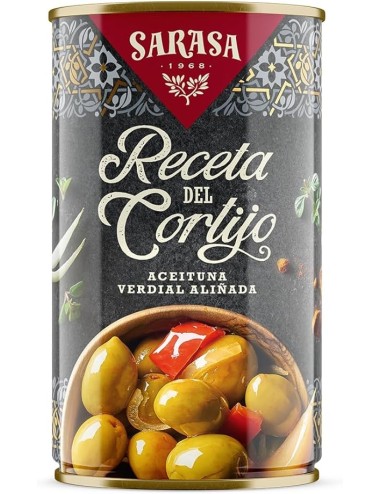 Sarasa Aceituna Aliñada Receta del Cortijo Lata 12UDS de 2370GR Etiquetado Multi Lenguaje (Formato Especial Vending)
