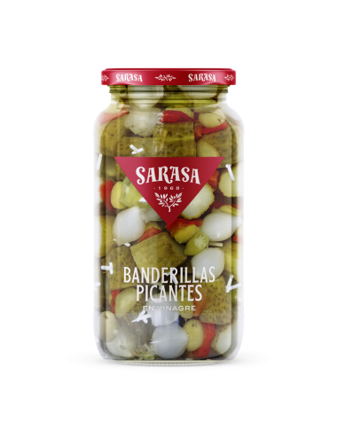 Sarasa Banderilla  Picante Trozo 1/4 Galon Bandeja de 6 Unidades (Peso Bruto 1,5 Kg Peso Escurrido 0,5 Kg