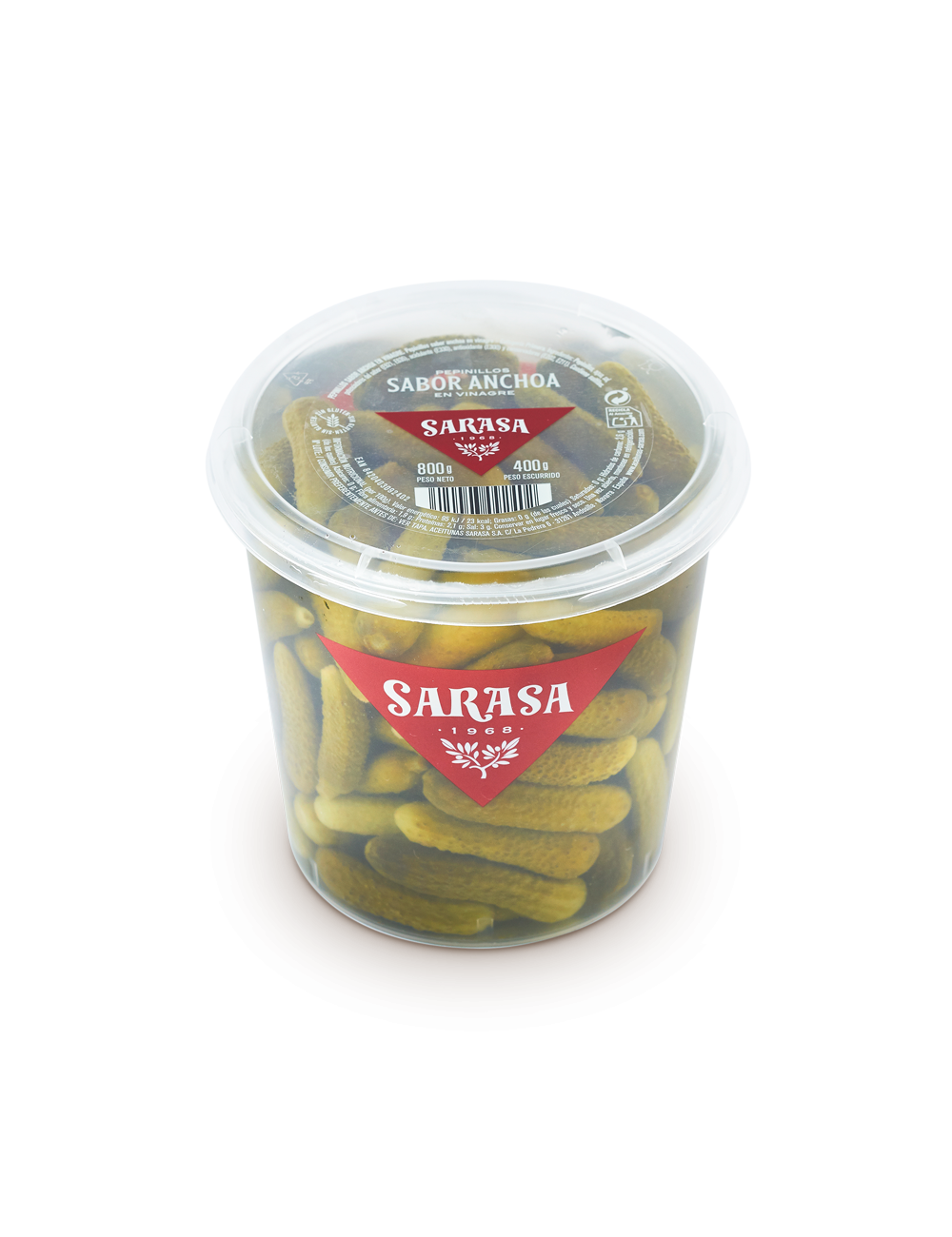 Sarasa Pepinillo 150/300 Tarrina de 6 Unidades Peso Bruto 840 Gr,Peso Escurrido 400 Gr