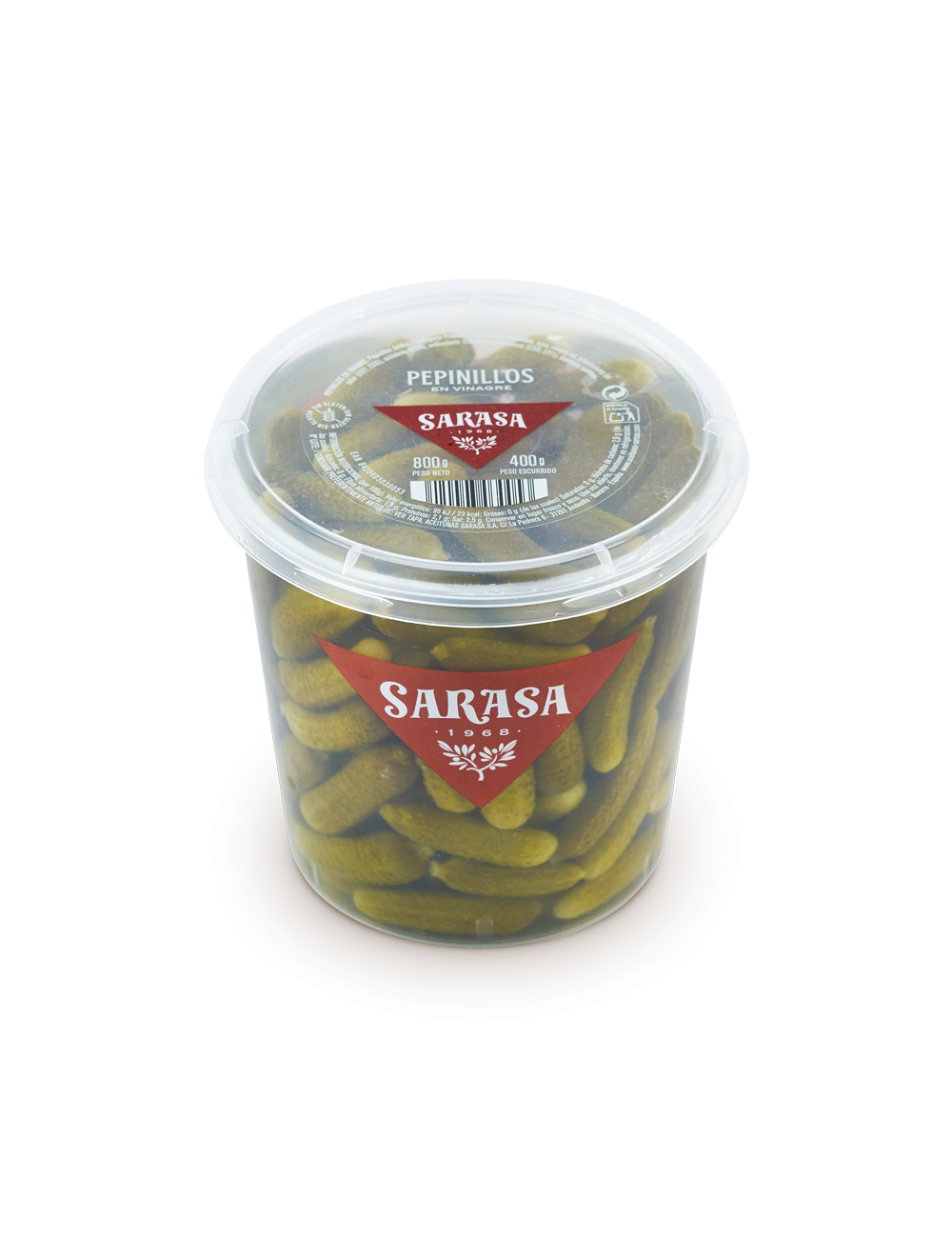 Sarasa Pepinillo Sabor Anchoa 150/300 Tarrina,Caja de 6 Unidades Peso Bruto 840 Gr,Peso Escurrido 400 Gr.