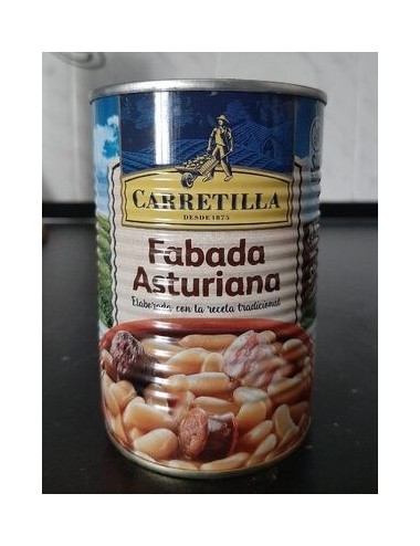 Carretilla Fabada Asturiana Lata 12 Uds de 435 Gr,(Sin Gluten) Tradicional 100% Ingredientes Naturales,Sin Aditivos Añadidos.
