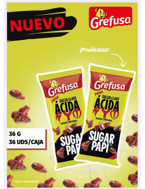 Grefusa Pipa Salsa Llave Acida Sugar Papi 36 UDS de 36 g (Edición Limitada)
