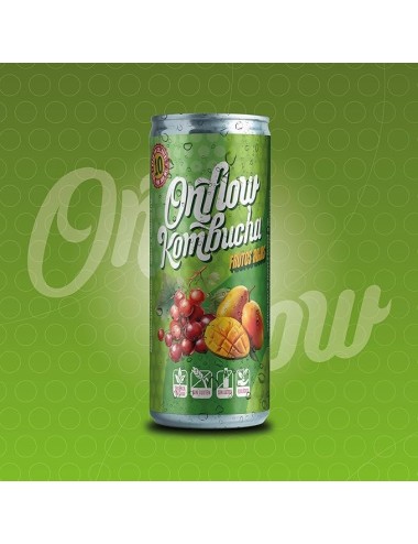 Onflow Kombucha Frutos Rojos 20 UDS de 25 cl Ecológico,Sin Gluten,Sin Lactosa y Orgánico y Vegano.