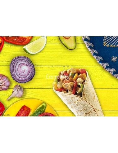 Carretilla Pollo y Pimientos Tex-Mex Relleno Para Fajitas y Burritos Pollo y Pimientos 10 UDS de 300 GR,Ingredientes Naturales