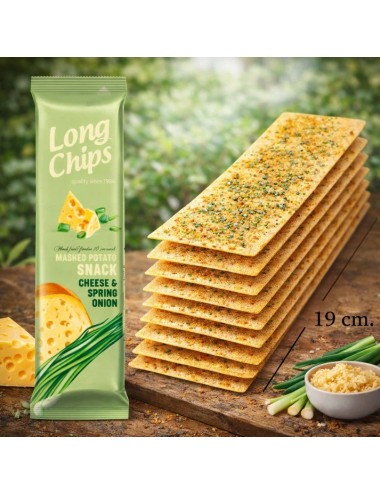 Long Chips Sabor Queso y Cebollino 20 Uds de 75 Gr (Etiquetado Multi Lenguaje)