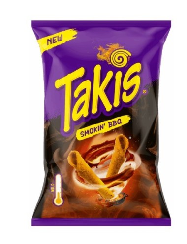 Takis Smokin BBQ 18 Uds de 90 Gr Maíz Enrrollado con Sabor a Barbacoa Ahumada(Nivel Bajo Picante,Multilenguaje sin Tarificar)