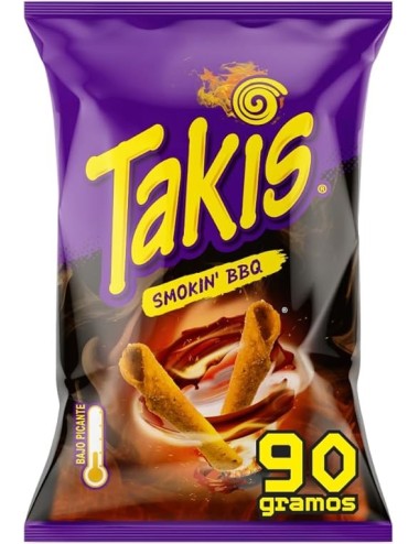 Takis Smokin BBQ 18 Uds de 90 Gr Maíz Enrrollado con Sabor a Barbacoa Ahumada(Nivel Bajo Picante,Multilenguaje sin Tarificar)