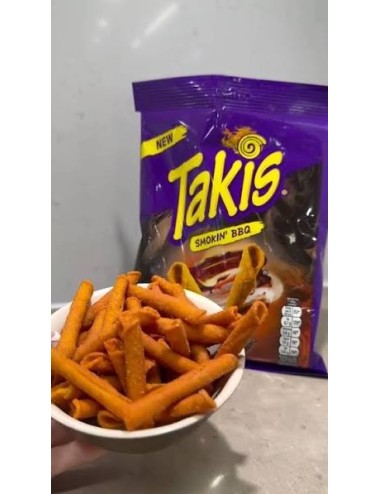 Takis Smokin BBQ 18 Uds de 90 Gr Maíz Enrrollado con Sabor a Barbacoa Ahumada(Nivel Bajo Picante,Multilenguaje sin Tarificar)
