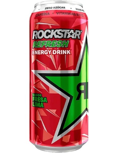 Rockstar Strawberry Lime 12UDS de 500 ML Zero Azúcar,Fresa Lima