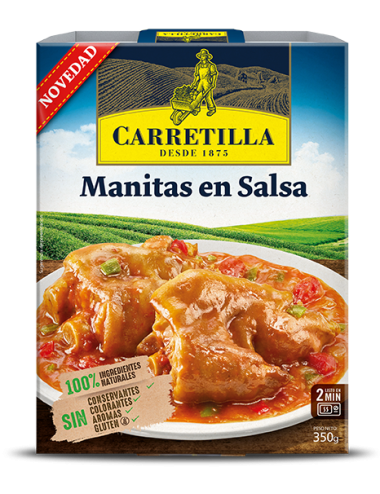 Carretilla Manitas en Salsa 8 Uds de 350 Gr (Sin Gluten) 100% Ingredientes Naturales Sin Conservantes ni Colorantes