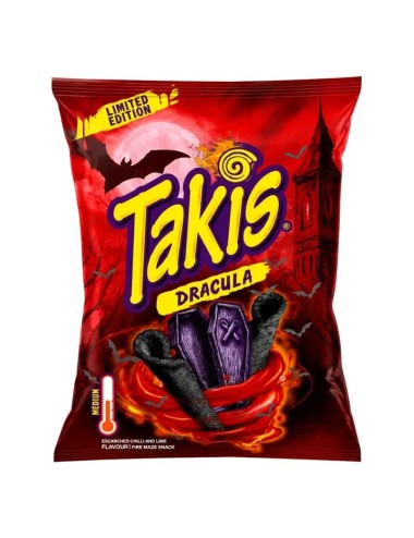 Takis Dracula 18 Uds de 90 Gr (Edición Limitada) Consiguelos Antes, que ya se Acaban. Nivel Bajo Picante (Sin Tarificar)